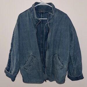 Free People Denim Bomber Jacket